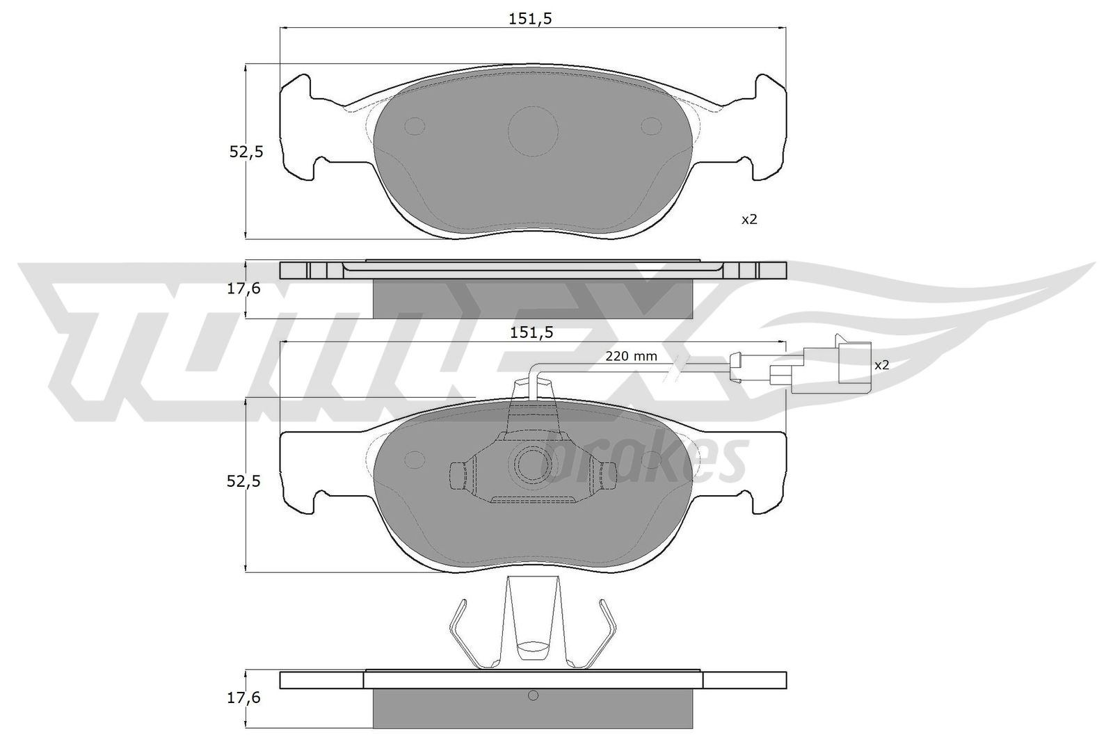 Sada brzdových platničiek kotúčovej brzdy TOMEX Brakes